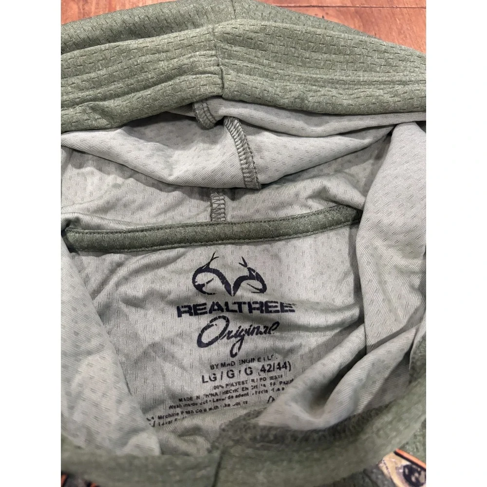 Realtree Original Men's LG Pullover Hoodie Activewear Sweatshirt Olive Green